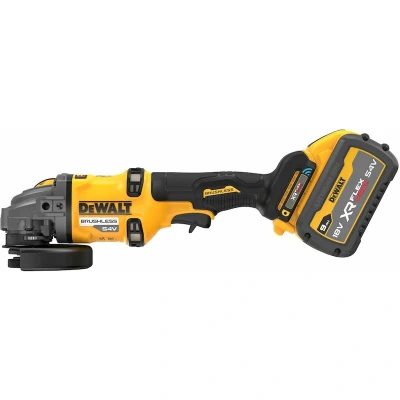 Afbeelding van DEWALT DCG418SHDX2 QW 54V XR FLEXVOLT haakse accu slijper 125mm met dodemansschakelaar in TSTAK (2x 3Ah + lader)