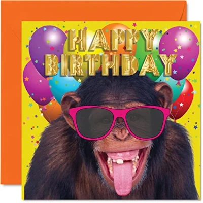 Afbeelding van Aap verjaardagskaarten voor mannen vrouwen apenfeest grappige gelukkige verjaardagskaart broer zus zoon dochter mama papa vriend collega Nan opa, 145 mm x humor grap verjaardag wenskaarten