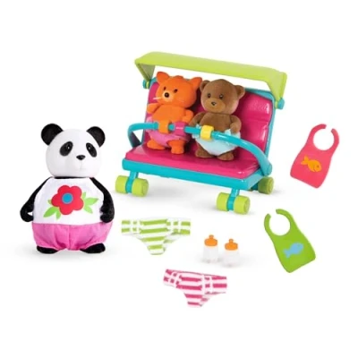 Afbeelding van Li&#039;l Woodzeez WZ6538Z 13 delige panda babysitterfiguur en accessoireset, zachte dierfiguren, babyfiguren, slabbetjes meer, speelgoed voor kinderen vanaf 3 jaar, multi