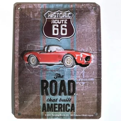 Afbeelding van Wandbord 15 x 20 cm Historic US Route 66 Ford Shelby Cobra