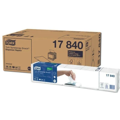Afbeelding van Tork Xpressnap Snack dispenserservet 21,3x21,4cm 1 laags 1/4 vouw wit 5x225x8