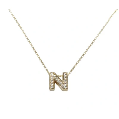 Afbeelding van Gouden ketting met N zirkonia hanger