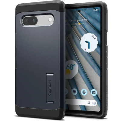 Afbeelding van Google Pixel 7a Hoesje Kunststof Spigen Backcover/Hardcase Grijs Telefoonhoesje Shockproof/Valbescherming