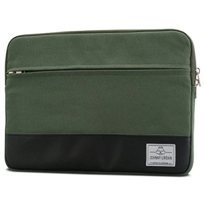 Afbeelding van Johnny Urban Canvas Laptop Sleeve 11 12 Inch Groen Laptopsleeves voor MacBook Air 11&quot; 12&quot; Surface Pro 3 &amp; 4 en vele andere 11.6&quot; Notebook Case van Katoen