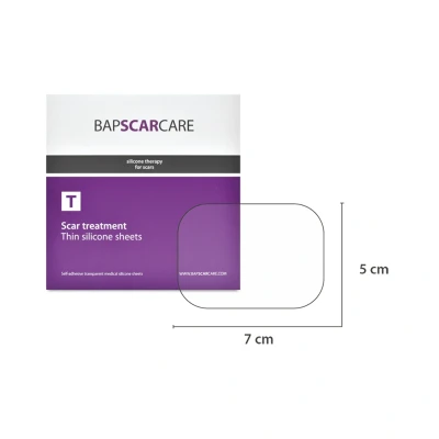 Afbeelding van BAPSCARCARE T zeer dunne siliconen pleister, 5x7 cm Vermindert littekens en littekenklachten Litteken pleister Siliconenpleisters