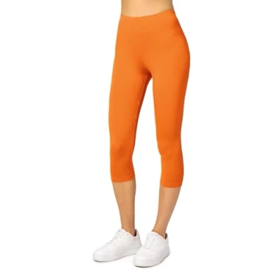 Afbeelding van Merry Style MS MS10 144 LE Dames Capri Leggings Sport Vrijetijdsbroek 3/4 Lengte Viscose Sporbroek Yogabroek Oranje S