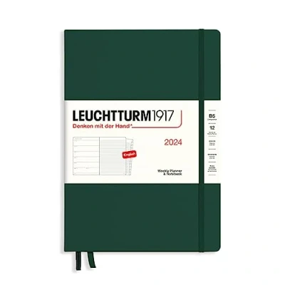Afbeelding van LEUCHTTURM1917 367750 Weekkalender &amp; notitieboek Composition (B5) 2024, 12 maanden, bosgroen, Engels