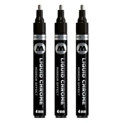 Afbeelding van Molotow Liquid Chrome Marker 4,0 mm (speciale inkt met echt spiegeleffect voor modelbouw, graffiti en hobby) 3 stuks, chroom