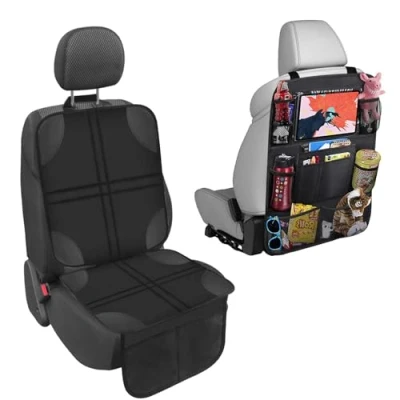 Afbeelding van Starward Autostoelbeschermer, antislip, waterafstotend, stoelbeschermer, autostoel met rugleuningbescherming, algemene autostoelbescherming, auto opbergtas