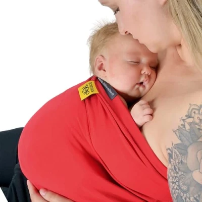 Afbeelding van Hoppediz Bonding top voor baby&#039;s, sectiotop, kangoeroehulp, biologische kwaliteit, L, rood