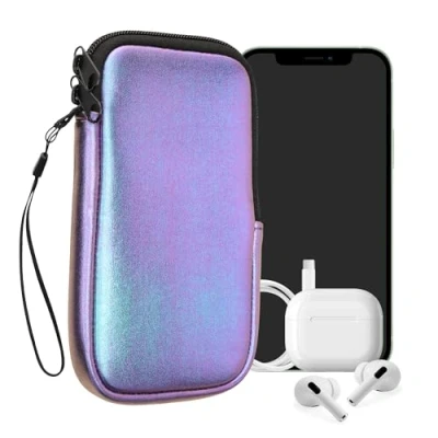 Afbeelding van kwmobile telefoontasje universeel geschikt voor XL 6,7/6,8&quot; smartphones 17,2 x 8,4 cm Hoesje met rits en polslusje In metallic lila