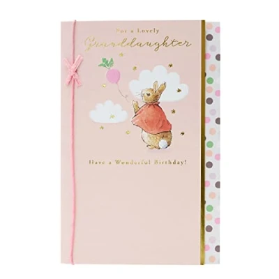 Afbeelding van UK Greetings Peter Rabbit verjaardagskaart voor kleindochter schattig roze ontwerp
