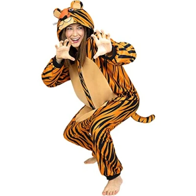 Afbeelding van FUNIDELIA Onesie tijger kostuum voor vrouwen en mannen Maat: L XL