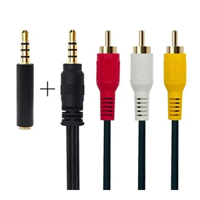 Afbeelding van QiCheng&amp;LYS 3,5 mm naar RCA AV Camcorder Videokabel, Male 3RCA Stereo Audio Video AUX kabel voor smartphones, MP3, tablets, luidsprekers, thuisbioscoop (Rechtstreeks 1m)