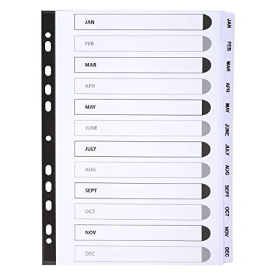 Afbeelding van Intercalaires imprimes a touches plastifiees 12 january/december mylar