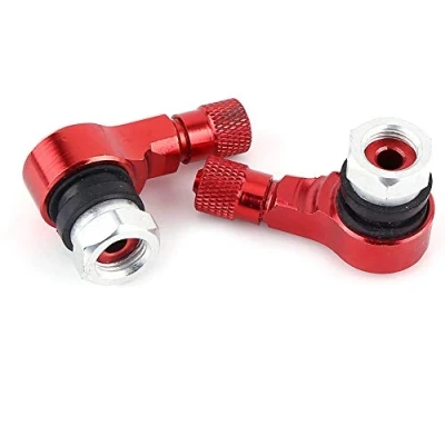 Afbeelding van 90 graden bandventiel 2 stuks 11 3 mm premium aluminium universele motorfiets lekvrij default rood Levier De Soupape Moto Degrés Rouge