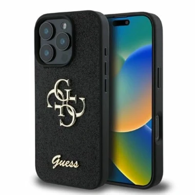 Afbeelding van CG Mobile Guess GUHCP16XHG4SGK hoes voor iPhone 16 Pro Max 6,9 inch zwart hardcase vaste glitter Big 4G