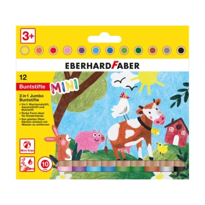 Afbeelding van 6x Kleurpotlood Eberhard Faber 3in1 12st. extra dikke kern van 10mm