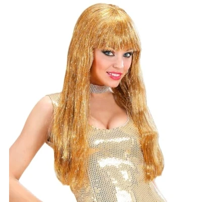 Afbeelding van Widmann Glitter &amp; Glamour Kostuum Pruik, Glitzy Glamourpruik, Goud Carnavalskleding Verkleedkleding