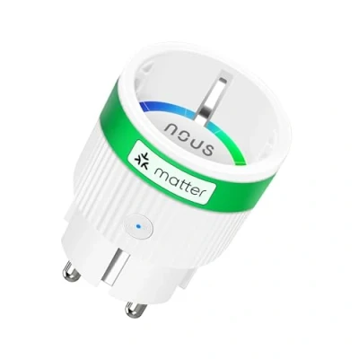Afbeelding van NOUS Matter Smart stopcontact met stroomverbruik, 16 A, 3840 W, compatibel Alexa, Google Home, Tuya, Apple Things, app afstandsbediening, 2,4 GHz wifi, IP20