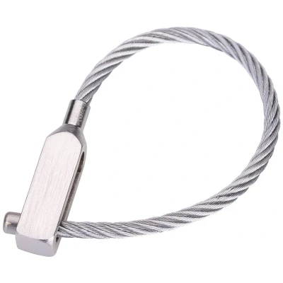 Afbeelding van TROIKA sleutelhanger LOOP super veilig minimalistisch, hoogwaardige draad roestvrij staal met schroefsluiting, leuke geschenkverpakking Origineel