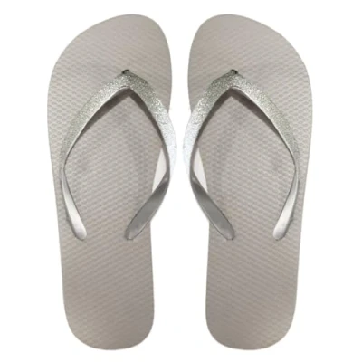 Afbeelding van SUGAR ISLAND® Unisex dames meisjes heren zomer strand FLIP flop zwembadschoenen, Grijs Glitter Zilver, 5/6 UK