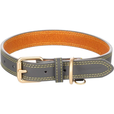 Afbeelding van Flamingo Hondenhalsband, Virginia, grijs, L 43 53 cm, 25 mm, met een ring voor identificatielabel, genaaid hogere weerstand