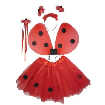 Afbeelding van Tante Tina Lieveheersbeestje/lieveheersbeestje/lieveheersbeestje kostuum voor meisjes set van 4 stuks Tutu, haarband, vleugels