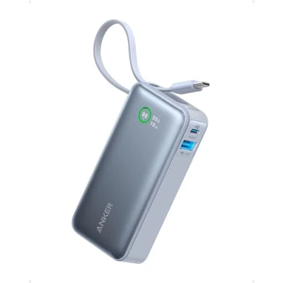 Afbeelding van Anker Nano powerbank 10.000 mAh blauw met ingebouwde USB C kabel PD 30 W maximaal vermogen 1 x C, A