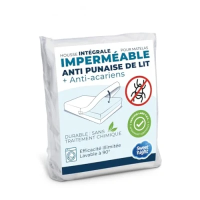 Afbeelding van SWEET NIGHT Sweetnight Volledige hoes voor matras, waterdicht, 90 x 190 cm, tegen vlekken en mijten, renovatiematras, ritssluiting, zonder chemische behandeling, EP. tot 30 cm