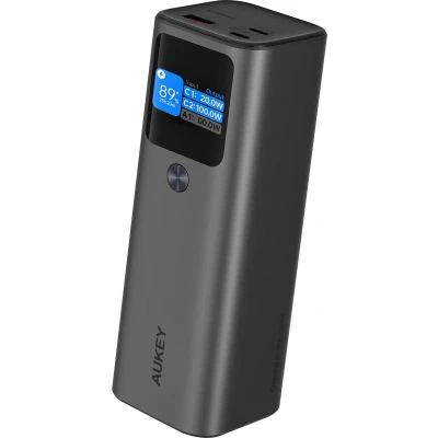 Afbeelding van Aukey Sprint X Powerbank 27.600 mAH 140W 2x USB C, 1x A Digitaal Display Grijs