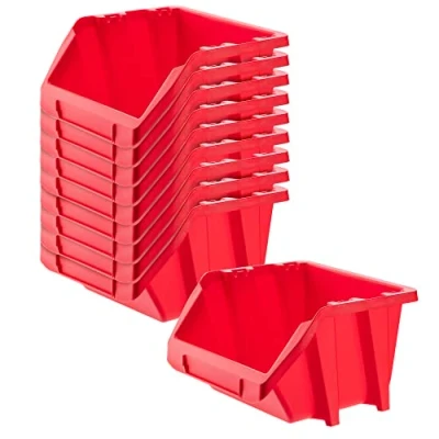 Afbeelding van KADAX Workshop stapelkist, kleine sorteerdoos van PP kunststof, opbergbox in verschillende maten en kleuren, opbergdozen voor gereedschapswand (rood, set 10 118 x 98 mm)