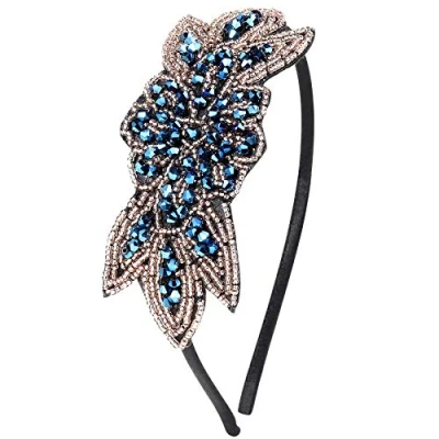 Afbeelding van Babeyond Hoofdband voor dames, haarband, jaren 20, Gatsby kostuum, Flapper stijl, vintage, stijl 2, blauw