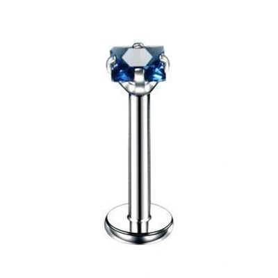 Afbeelding van Helix piercing vierkant donker blauw zirkonia chirurgisch staal 1.2mm 8mm 3mm