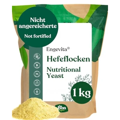 Afbeelding van Bon Vegan Engevita Premium Nutritional Yeast Flakes voedingsgist, niet verrijkte 1000 g, veganistische kaasvervanging, met B vitaminen, vrij van genetische manipulatie, glutenvrij,