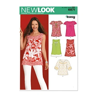 Afbeelding van New look naaipatroon 6871: mist tops, maat A, A (10 12 14 16 18 20 22)