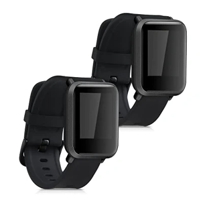 Afbeelding van kwmobile 2x horlogebandjes geschikt voor Huami Amazfit Bip S / Lite bandje Smartwatch bandjes van TPU Activity tracker horloge band in zwart