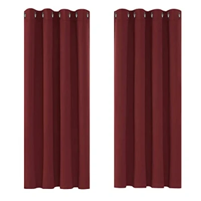 Afbeelding van Deconovo Verduisterende Gordijnen, Set van 2 Warmtewerend Verduisteringsgordijnen met Ringen voor Woonkamer, Kerst, 117x138 cm (B x H), Donkerrood