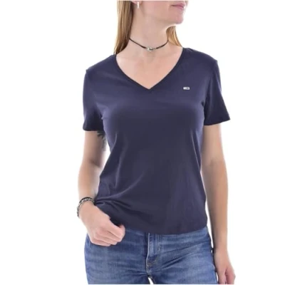 Afbeelding van Tommy Jeans TJW T shirt met korte mouwen, slim soft V hals, Twilight Navy, S
