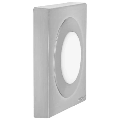 Afbeelding van WAGNER design muur deurstopper SCREW OR GLUE/schroef of lijm 50 x 13 mm, geborsteld metaal, inox look, buffer thermoplastisch rubber, wit, prijs 15515711
