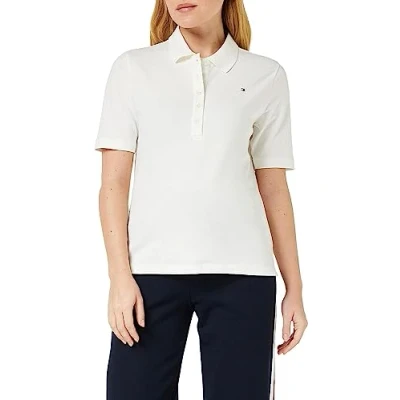 Afbeelding van Tommy Hilfiger REG SS Poloshirt, Dames, Maat: XXS, Ecru