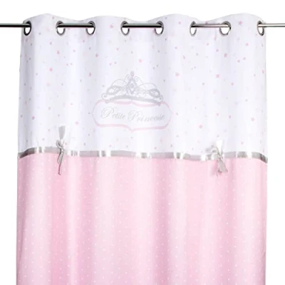 Afbeelding van ATMOSPHERA Wit en Roze Gordijn Met Zilveren Lint 140 X 260 Cm