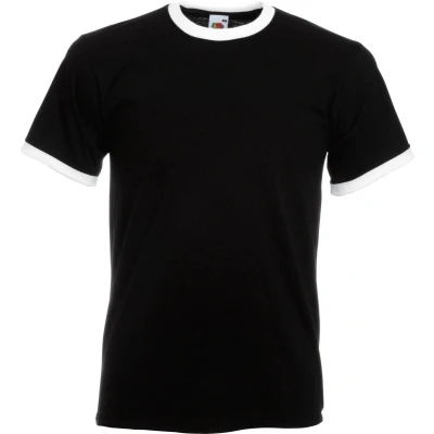 Afbeelding van Fruit Of The Loom Heren Ringer T shirt Met Korte Mouwen (Zwart/Wit) Maat S
