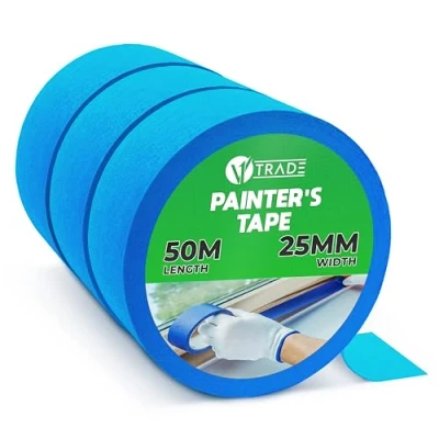 Afbeelding van V1 Trade schilderstape blauwe tape, uv bestendig, watervast, maskeringstape voor buiten, schildercrêpe (50 mm x 25 m (3 Stück))