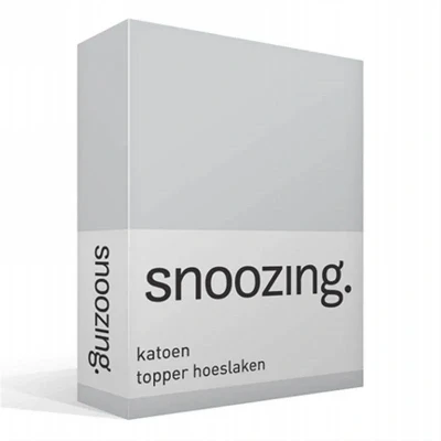 Afbeelding van Snoozing Katoen Topper Hoeslaken Lits jumeaux 180x200 cm Grijs