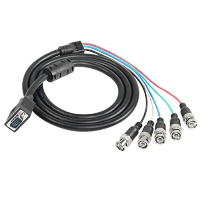 Afbeelding van MEIRIYFA VGA naar BNC videokabel, HD15 5 RGB mannelijk, coaxiaal, HDTV, monitorkabel (zwart) 1,5 m