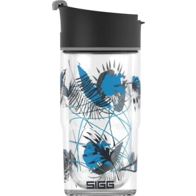Afbeelding van SIGG Nova Mug Flowers Thermosbeker voor thee of koffie, dubbelwandig geïsoleerd glas, 0,37 l, thermobeker met lekvrij deksel