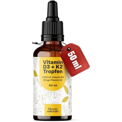 Afbeelding van vitamine D3 K2 druppels hooggedoseerd 50 ml 1.000 IE + 20 µg K2, D geproduceerd in Duitsland