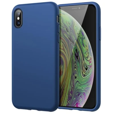Afbeelding van JETech Siliconen Hoesje voor iPhone X, XS, 5,8 Inch, Zijdezachte Full Body Beschermende Case, Schokbestendig Cover met Microvezel Voering (Blauw Kobalt)