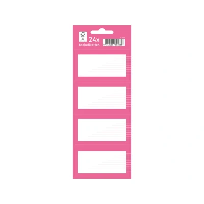 Afbeelding van Kangaro boeketiketten 7,5 x 5 cm pak a 24 etiketten roze/wit K 58131